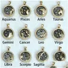 Colliers pendentifs Jour et nuit Collier de signe du zodiaque pour femmes 12 Constellation Pendentif Perles Chaîne Collier Femme Anniversaire Bijoux Voiture Dhzpe