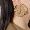 Boucles d'oreilles créoles pour femmes, grand cercle doré, simples, de styliste, 202F