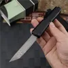 MicRo UT85 Double Action AUTO Knives Damascus Blade Black Anodized Alumnium handle EDC Camping Tactical knife Cutting Tools UT88