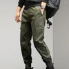 Pantaloni da uomo Pantaloni da uomo in tinta unita Cargo traspirante a vita media con coulisse elastica Tasche multiple con vestibilità ampia alla caviglia