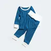 Комплекты одежды Детские пижамы для мальчиков и девочек 1-7 лет Комплект пижамы из хлопка в рубчик с высокой талией Пижамы унисекс Детские базовые пижамы