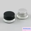 Vente en gros 3g Mini pot de crème en verre transparent 3 ml contenant cosmétique Pot de maquillage avec vis de couvercle en argent noir qualité