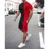 Herrspårar sommarmän sätter kort ärm t-shirt kostym färg matchande spårdräkt casual överdimensionerade toppar och shorts andasab164n