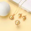 Pendentif Colliers South Sea Shell Pearl Gold Bijoux pour femmes Ensembles Collier Boucles d'oreilles Bague avec Zircon Party Anniversaire Cadeau de mariage 231010