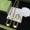 Modedesigner-Buchstaben-Armbandkette für Damen, Geschenkset, 18 Karat vergoldet, Halskette, Ohrringe, Schmuck, Supply274G