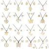 Earrings & Necklace 16 Styles 316L Stainless Steel Jewelry Sets Crown Skl Butterfly Elephant Heart Pendant Necklace Earring Set For Wo Dh8Je