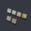 Klassiskt märke fyra bladblomma örhänge lyx naturlig beimu klöver örhänge mode 316l rostfritt stål designer studörhänge för kvinnor
