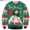 여자 스웨터 남자 여자 못생긴 크리스마스 스웨터 점퍼 점퍼 탑스 생일 축하해 예수 스웨터 그린 3D 재미있는 홀리데이 파티 크리스마스 스웨트 셔츠