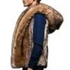 ファッション冬の男性毛むくじゃらのフェイクファーベストフーディーフード付き厚い温かいチョッキのノースリーブコートアウタージャケットプラスサイズ237T