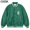 Vestes pour hommes Sports Retro Green Baseball Veste Hommes High Street Lettre Broderie Épaisse Varsity Vestes Lâche Bomber College Manteaux Unisexe 231009