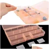 Storage Boxes & Bins Jewelry Organizer 15 Grids Transparent Plastic Beads Organizers Earring Rings Storage Containers Display Case Box Dha12