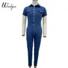 Wendywu Plus Size Goede Kwaliteit Jeans Jumpsuit Voor Vrouwen Korte Mouw Mode Rompertjes En Jumpsuits 2018 Denim Overalls228c