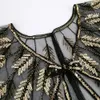 Shawls Retro 1920s Beaded Sequin Shawl Vintage Flapper Evening Cape Sheer Mesh Embroidery Leaf Women Bolero Party Accessories 231010