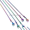 Chaînes 1.2mm Rainbow Color Chain Collier 22 Acier inoxydable 22inch1523520 Bijoux Colliers Pendentifs Dhon0