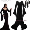 Thème Costume Mercredi Addams Famille Morticia Cosplay Venez Perruque Noir Sexy Up Slim Robe De Soirée Pour Les Femmes Halloween Robe De Carnaval Q240307
