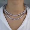 Collier de chaîne de tennis baguette en argent glacé pour femmes de haute qualité hip hop glace 5A bijoux ras du cou en zircone cubique en stock319g