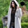 Women's Knits Tees Women's Long Knitted Cardigan Autumn Spring Hooded Solid Color Vintage Elegant Loose Fashion Streetwear Female Coat S-5XL 231010