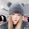 Berets 2023 Winter Fashion Soft Mink Velvet Women's Hats Cute Age Reduction Fluffy Solid Color Female Caps Warm Bear Ears