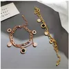 Gioielli di marca famosi di lusso in oro rosa acciaio inossidabile numeri romani bracciali braccialetti braccialetto popolare di fascino femminile per le donne G329H