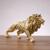 Decorative Objects Figurines Golden Lion King Resin Ornament Home Office Desktop Animal Statue Decoration Accessories Living Room 231009