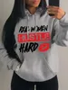 Sweats à capuche pour femmes Sweatshirts LW Plus Size Pocket Design Lip Letter Print Sweat à capuche 2023 Femmes Col à capuche Drop ShoulderSolid Automne Hiver 231009