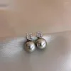 Boucles d'oreilles en Zircon gris clair pour femmes, bijoux de luxe légers et élégants, à la mode, mignon, doux, cristal, accessoires, cadeaux, 2023