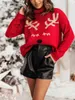 Suéteres femininos Suéteres de Natal femininos Manga comprida Gola alta Elk Print Pulôveres Casual Knit TopsL231010