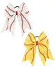 7quot läder baseball cheer bow for girl barn handgjorda glitter softball cheerleading hår båge med hästsvans hållare hår accessor4965449