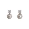 Boucles d'oreilles en Zircon gris clair pour femmes, bijoux de luxe légers et élégants, à la mode, mignon, doux, cristal, accessoires, cadeaux, 2023