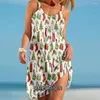 Robes décontractées Phechion Sexy Beach Robe de Noël Modèle 3D Imprimer Femmes Spaghetti Strap Streetwear O-Cou N01