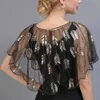 Shawls Retro 1920s Beaded Sequin Shawl Vintage Flapper Evening Cape Sheer Mesh Embroidery Leaf Women Bolero Party Accessories 231010