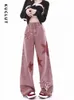 Jean femme KUCLUT Y2k étoile rose femmes Streetwear Baggy Denim pantalon américain Viintage taille haute maman mode 231009