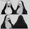 テーマコスチューム修道女のコスプレは女性の男性のハロウィーンロングローブを呼び起こす黒い服のマスクホラーゴーストコスプレカムQ231010