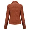 Womens Leather Faux Jacket Womens Short Belt Ladies Pu Leather Plus Size Slim Stand Collar Thin Fashion 231010