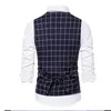 Gilet da uomo Gilet scozzese a righe da uomo d'affari Abito da cerimonia nuziale Top Moda stile europeo Abbigliamento casual formale Homme Taglia 3XL S 231009