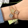 Clover Bracelet Designer Bracelet Brand Single Flower Four Leaf Flower Diamond Bracelet High Quality 18k Gold Women's Bracelet