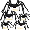 Christmas Decorations 200cm Halloween Giant Black Spider Plush toy Decoration Props Kids Toy Haunted Outdoor Party House Decor 231009