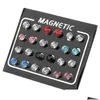 Stud Fashioh Acciaio inossidabile Nessun piercing Orecchini magnetici per donna Uomo Mixcolorwhite Orecchino di cristallo Orecchino Gioielli1012253 Gioielli Dhy4J