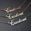 Fashion en acier inoxydable Collier de nom personnalisé personnalisé pour femmes hommes faits à la main à la main de la chaîne de polices cursives personnalisées