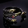 結婚式のジュエリーセットヴィンテージメタルドラゴンクローリングマンのためのパンク2トーン象眼細工ピンクジルコンデーモンパーティー231009