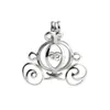 Pearl Cage Cinderella Pumpkin Carriage Locket Wishing Gift 925 Sterling Silver Jewellery Pendant Mountings 5 Pieces348N
