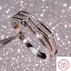 925 Silver color Sterling VS1 Diamond Ring for Women 2 Carats Topaz Bizuteria Anillos Gemstone Stamp Silver 925 Jewelry Ring250H