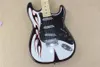 High Quality Deluxe Custom White with Flame Electric Guitar Basswood Body Rosewood Fingerboard Black Pickguard Chrome Hardware