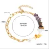 Wolf Tide 2024 Ny Natural Purple Crystal Stone Armband Rostfritt stål Dubbelpanel Länk Jordeletter Bangle For Women's Women's For Best Friends Charms estetic