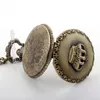 Montres de poche Vintage Bronze Royal en relief couronne motif montre à quartz pendentif à clapet pull chaîne collier cadeaux pour hommes femmes