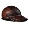 Casquettes de baseball Hommes Golf en cuir véritable pilote chapeau mâle hiver véritable peau de vache tenue décontracté casquettes de Baseball en plein air coréen plaque chapeaux volants 231009