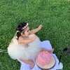 Rose Swallow Tail Fille longue Tutu Jupe Belle Princesse Filles Fête D'anniversaire Jupes Pos robe de bal costume Enfant vêtements 220222