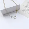 Naszyjniki wiszące koreańskie klasyczne proste metalowy asymetryczny łańcuch pusty obręcz wiszący naszyjnik dla kobiet dziewczyn