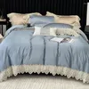 Beddengoedsets Premium 1000TC Egyptisch katoen Luxe borduurset Elegante kanten rand Dekbedovertrek Dekbed Beddengoed Kussenschijnsel