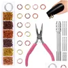 Outros itens de beleza de saúde Nail Dangle Charm Piercing Tool Kit Cerca de 900pcs 6mm Jump Rings Metal Punk Design Charms para DIY Art Decor Dhyft